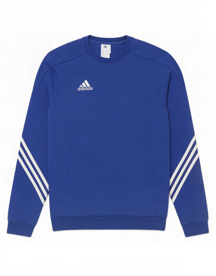 Adidas Mens Moletom Jumper Pequeno Algodão Azul