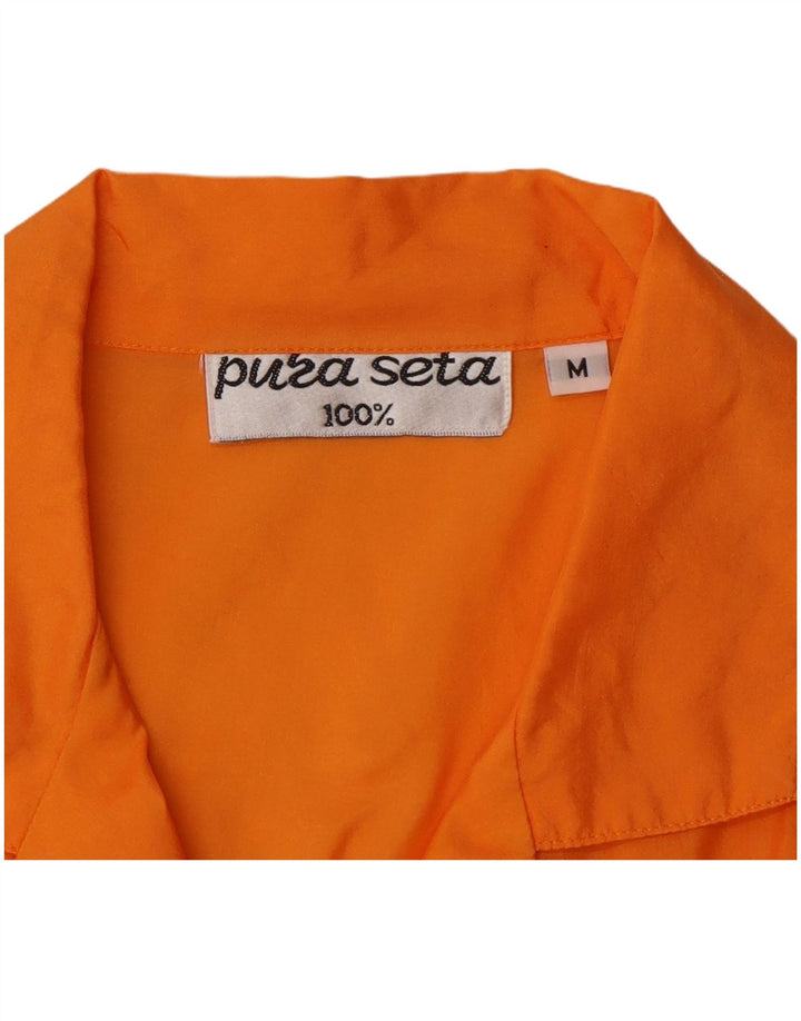 Blusa feminina vintage sem mangas UK 14 médio laranja