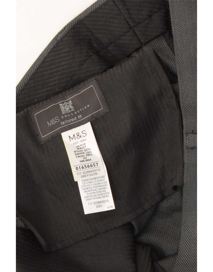 Calça Chino masculina Marks & Spencer sob medida W32 L29 poliéster cinza