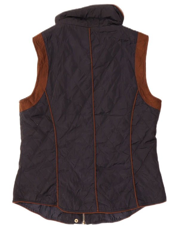 Colete acolchoado com capuz feminino Zara Reino Unido 14 grande bloco colorido azul marinho