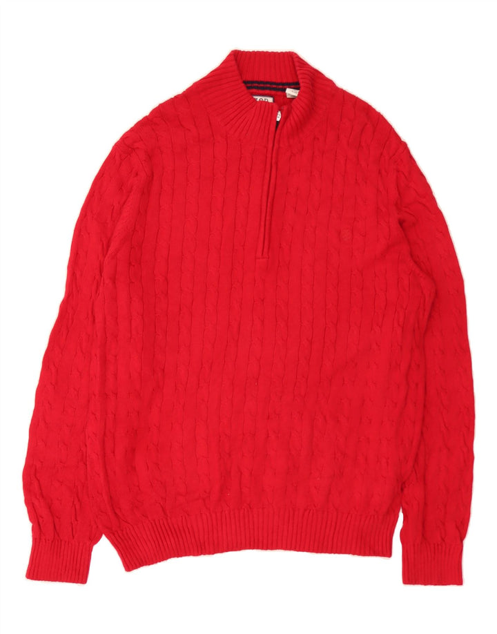 IZOD Mens Zip Neck Jumper Sweater XL Red Cotton Vintage Izod and Second-Hand Izod from Messina Hembry 