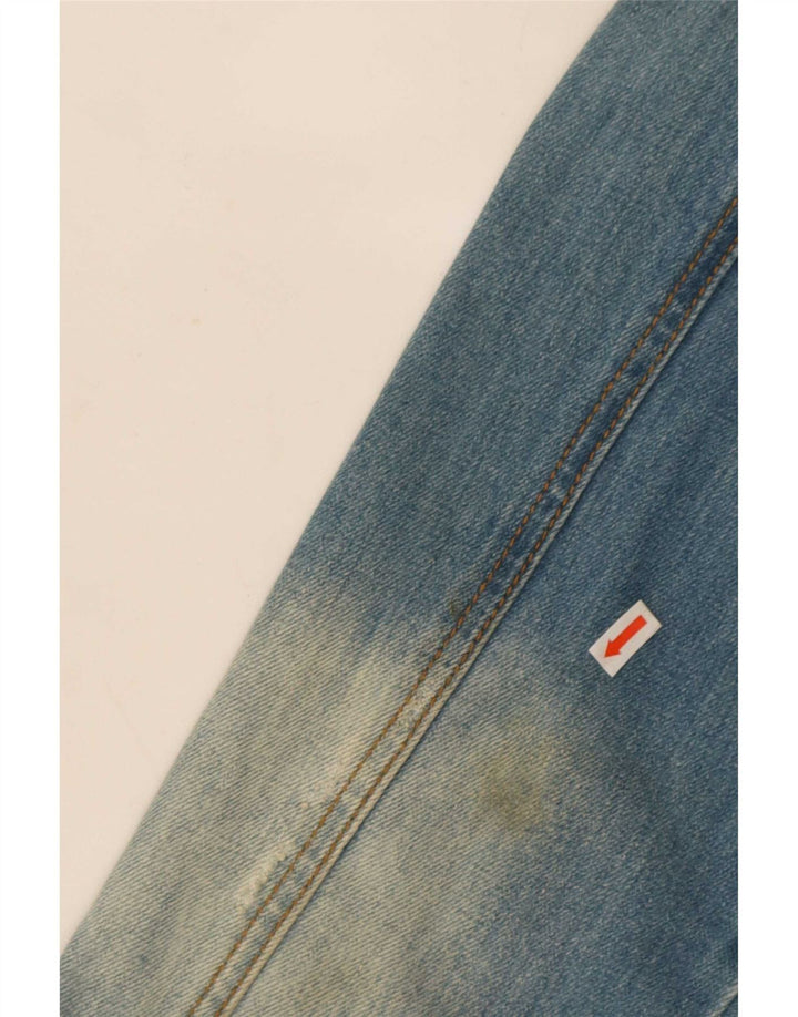 Jaqueta jeans masculina vintage desgastada Reino Unido 42 XL algodão azul