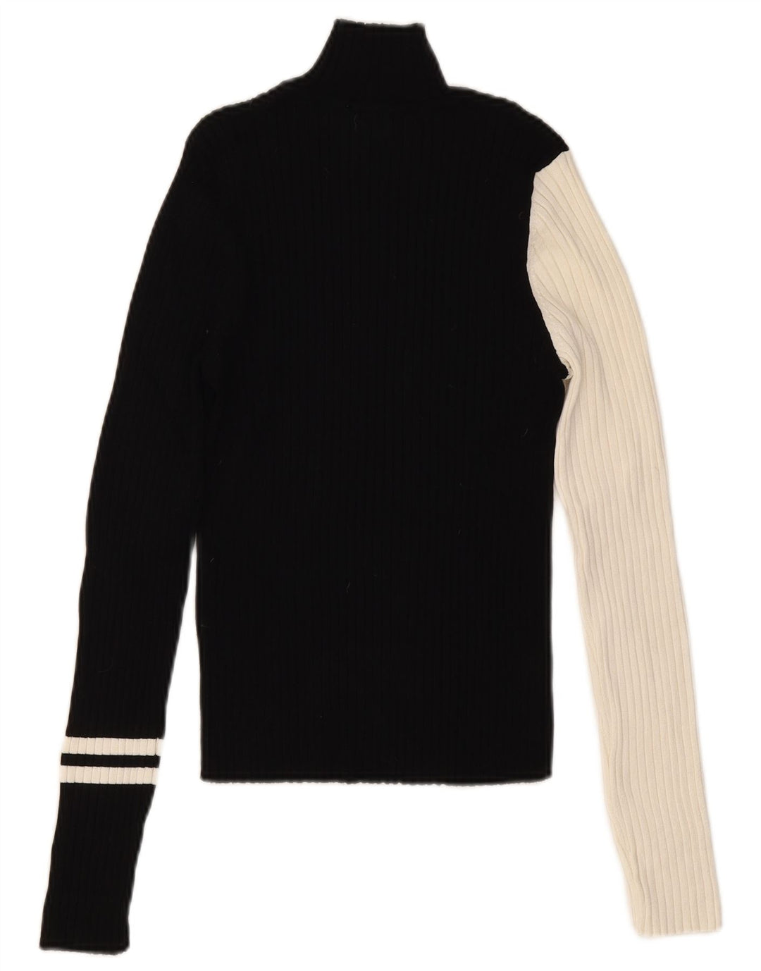 Suéter feminino Zara com gola tartaruga e gola alta UK 12 bloco colorido preto médio