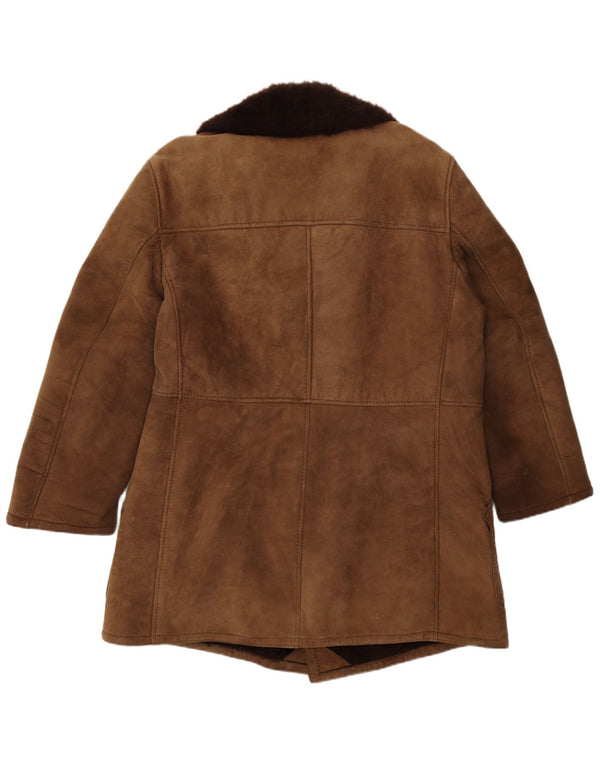 Casaco masculino vintage shearling duplo breasted IT 54 2XL marrom shearling