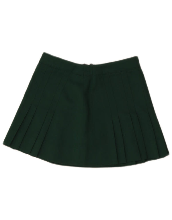 Mini saia plissada feminina VINTAGE IT 38 XS W26 algodão verde