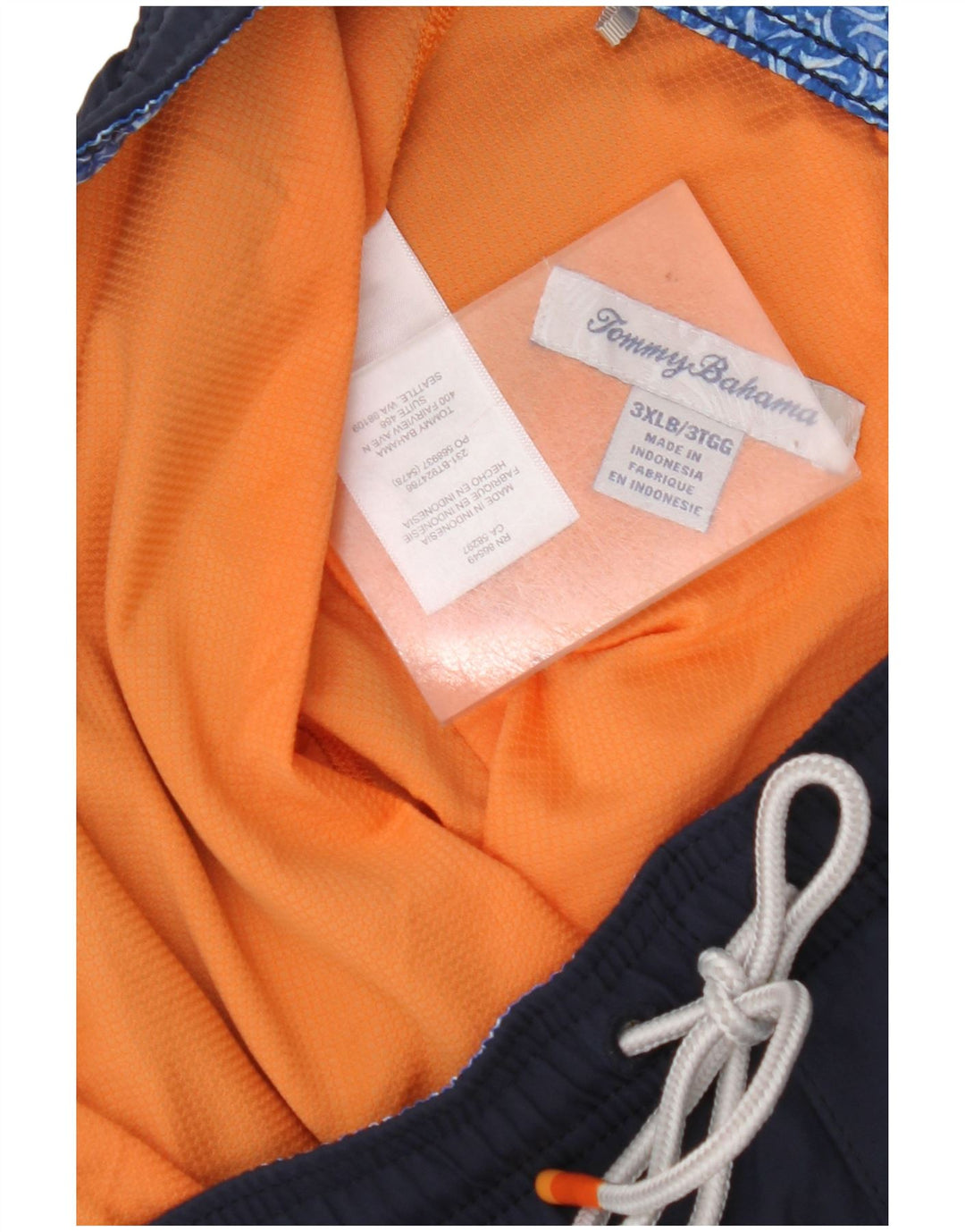 Shorts de natação masculino TOMMY BAHAMA 3XL poliéster azul marinho