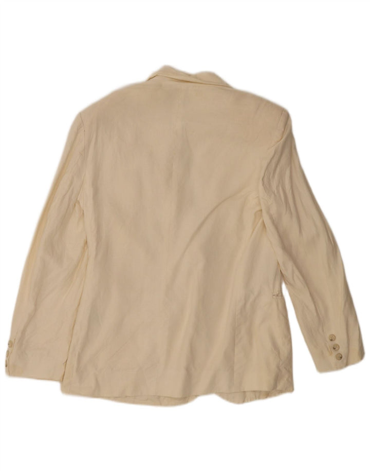 Jaqueta blazer feminina de 2 botões Benetton IT 44 médio off white linho