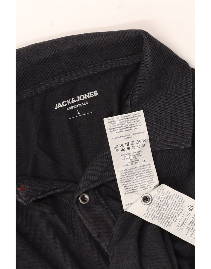 Camisa polo masculina Jack & Jones grande algodão preto