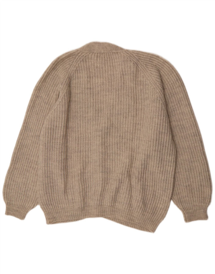 Suéter Cardigan Masculino Vintage XL Lã Bege