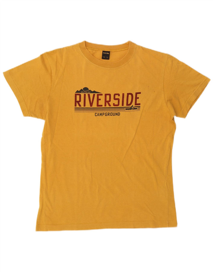 Camiseta masculina Meltin' Pot com estampa gráfica de algodão amarelo médio