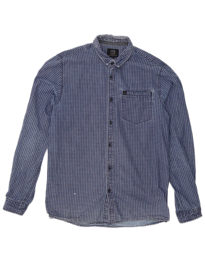 Camisa masculina Quiksilver Slim Fit médio algodão xadrez azul marinho