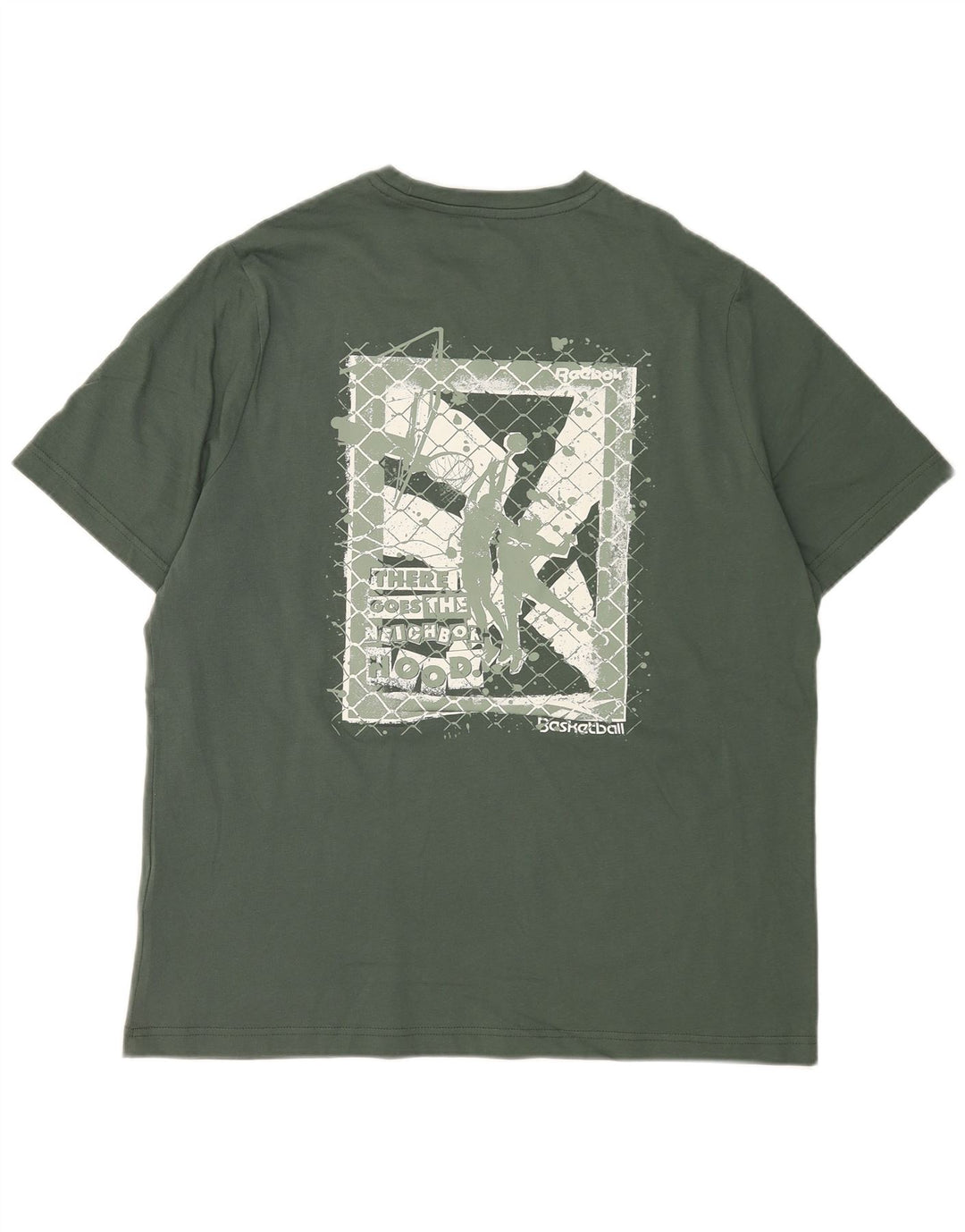Camiseta gráfica masculina Reebok Top médio algodão verde