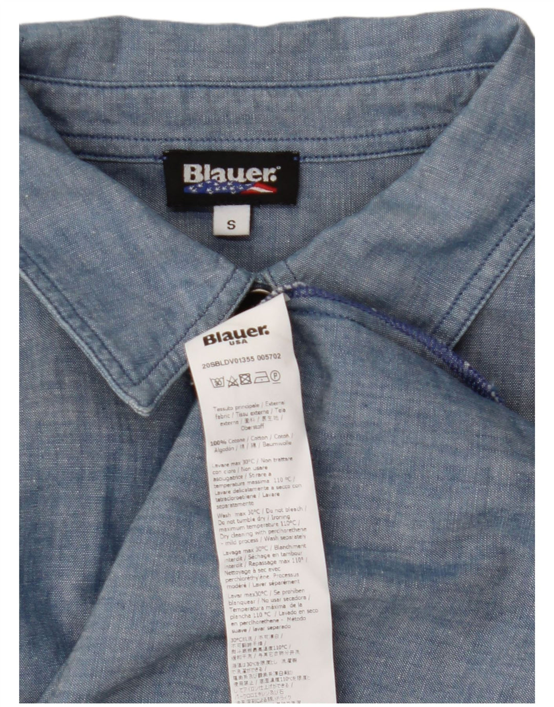 BLAUER Vestido feminino militar pulôver camisa Reino Unido 10 algodão azul pequeno