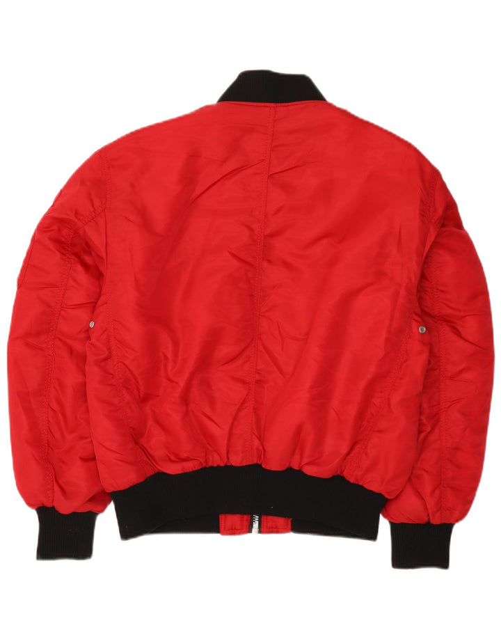 Zara Mens Bomber Jacket UK 36 Pequeno Colorblock Vermelho Nylon