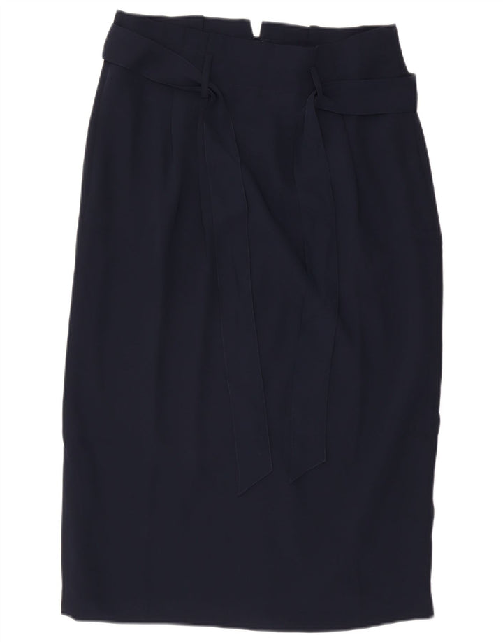Saia lápis midi feminina Boden Reino Unido 14 grande W32 azul marinho poliéster
