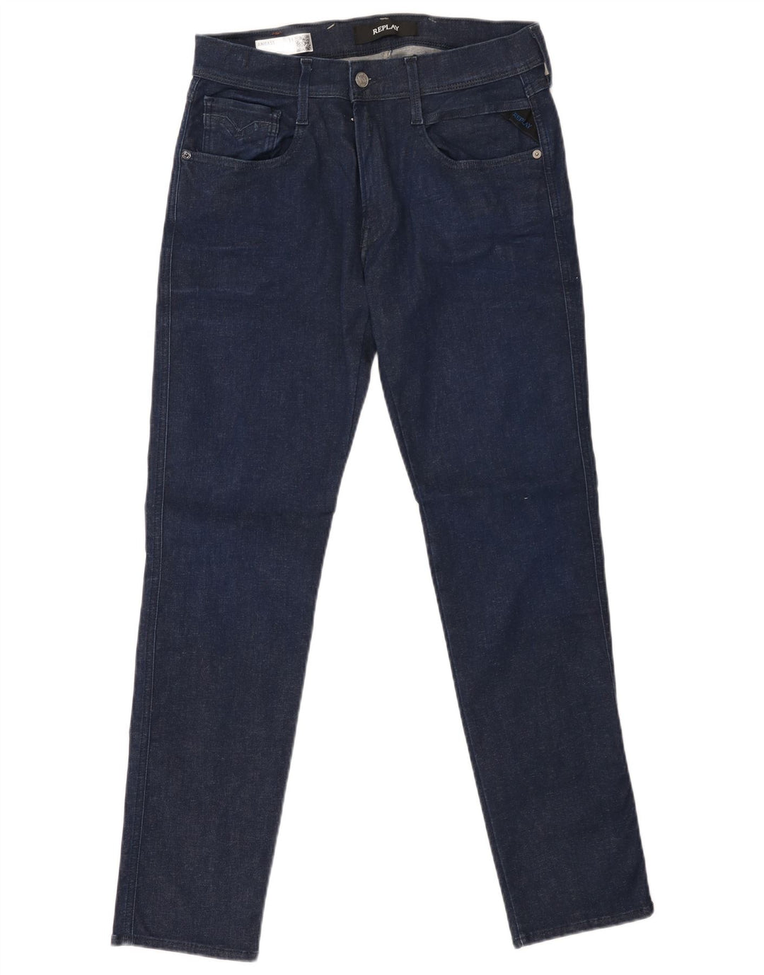 REPLAY Masculino Anbass Slim Jeans W31 L30 Azul Marinho Algodão