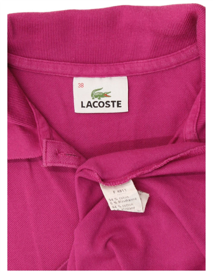 Camisa polo feminina sem mangas Lacoste tamanho 38 algodão rosa médio