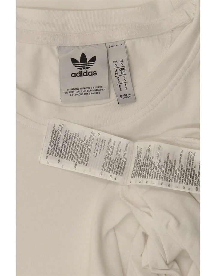 Adidas Mens T-Shirt Top Pequeno Algodão Branco