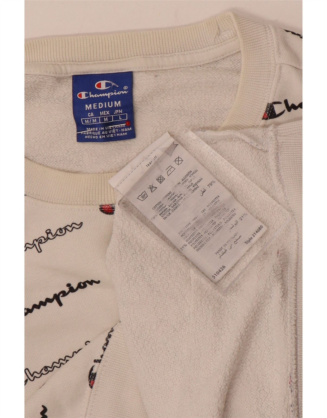Champion masculino gráfico moletom jumper médio algodão branco