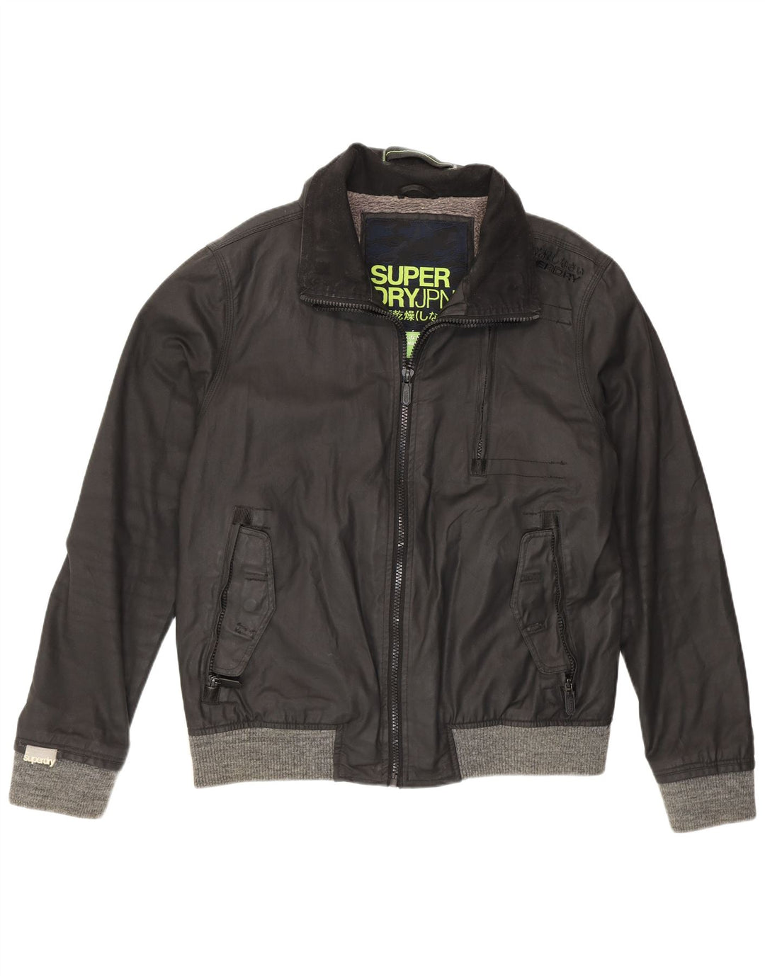 Jaqueta masculina Superdry de algodão encerado Reino Unido 44 2XL preta