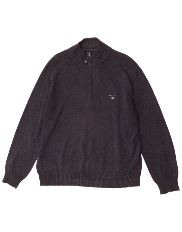 Suéter masculino Gant com zíper e gola XL algodão azul marinho