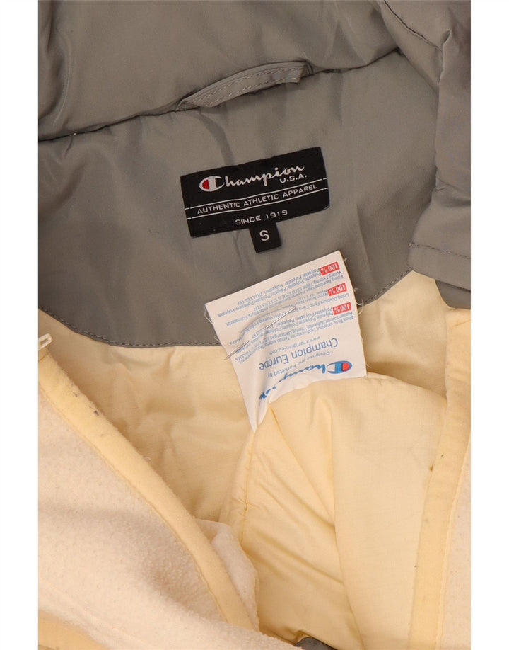 Jaqueta feminina acolchoada superdimensionada Champion UK 10 pequena cinza nylon