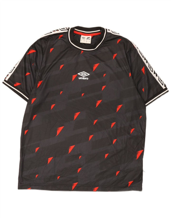 Camiseta gráfica masculina Umbro Top grande poliéster geométrico preto