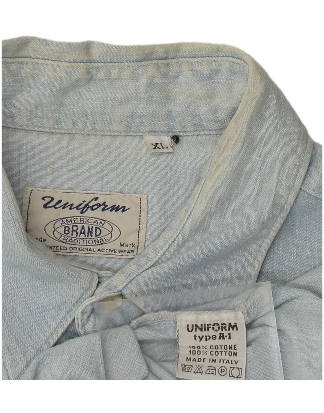 Camisa jeans masculina uniforme XL algodão azul