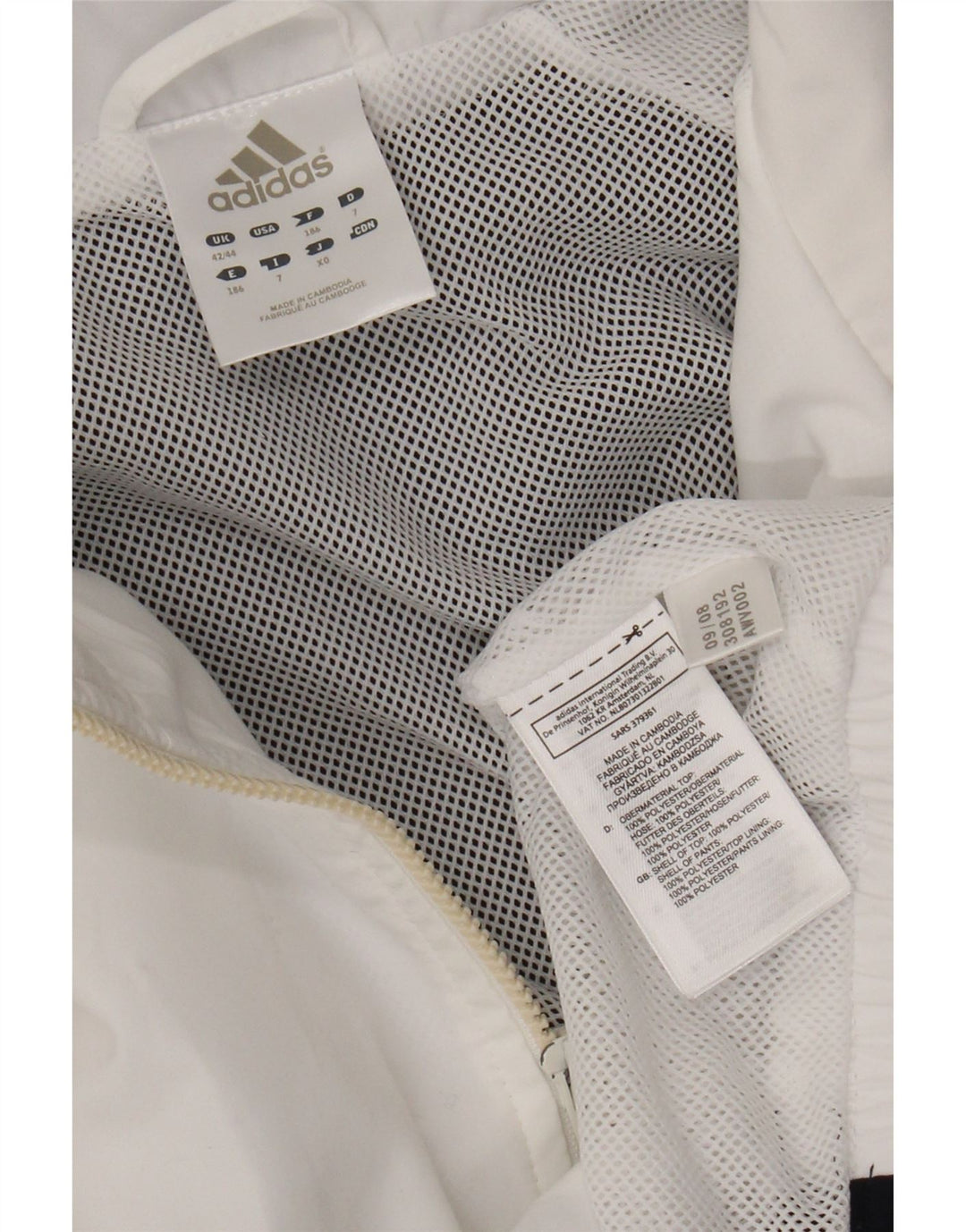 Adidas Mens Tracksuit Top Jacket UK 42/44 Grande Branco Colorblock Poliéster