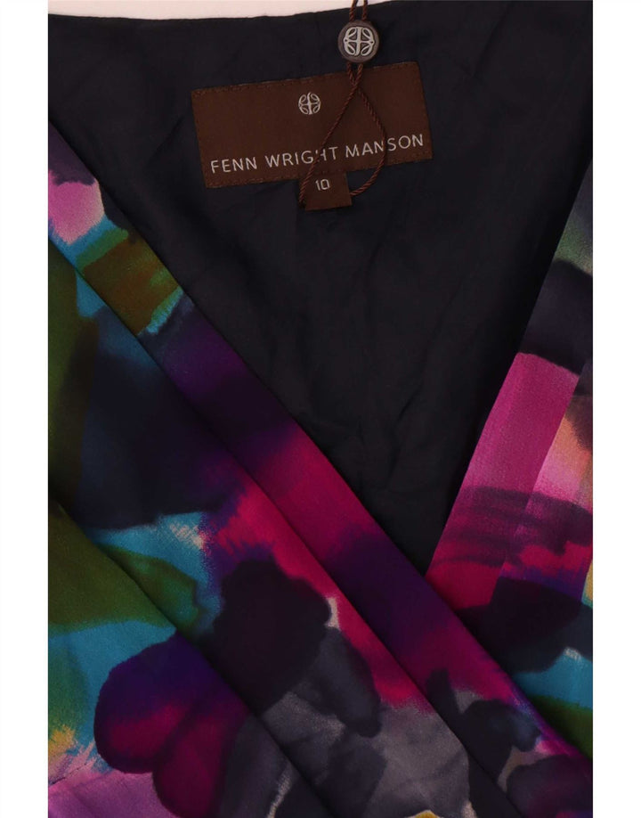 Vestido bainha feminino Fenn Wright Manson Reino Unido 10 pequeno tie-dye multicolorido