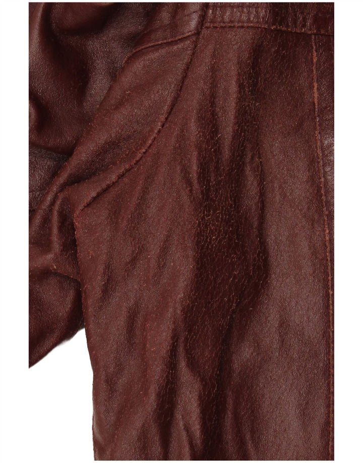 Jaqueta blazer masculina de couro VINTAGE com 4 botões IT 50 grande couro cor de vinho