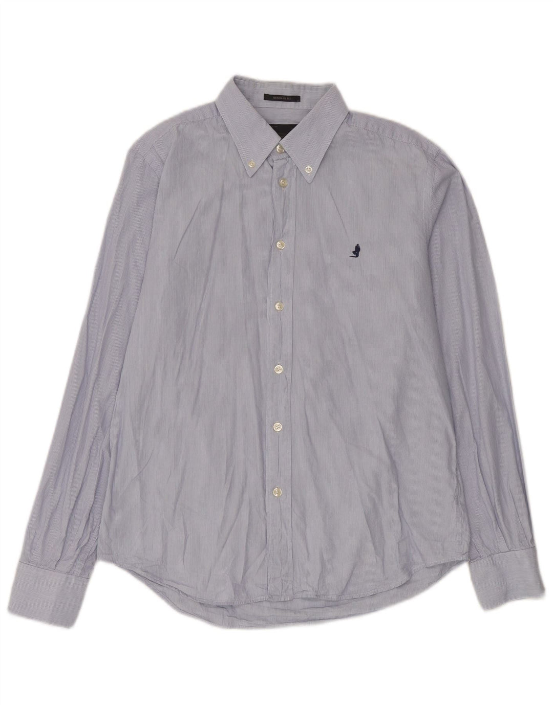 Camisa masculina Marlboro Classics Regular Fit grande algodão listrado azul