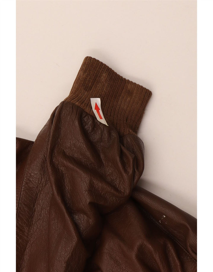 Jaqueta de couro masculina vintage UK 38 marrom médio