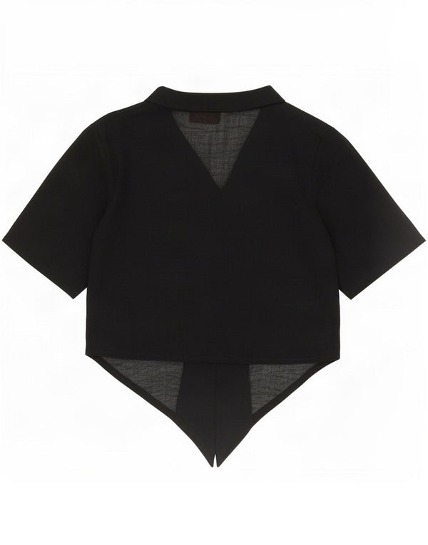 Blusa feminina Prestige de manga curta cortada Reino Unido 14 médio preto