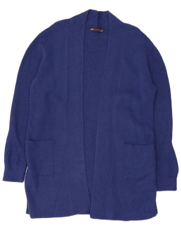 Marks & Spencer Suéter feminino Longline Open Cardigan Reino Unido 12 Azul Médio