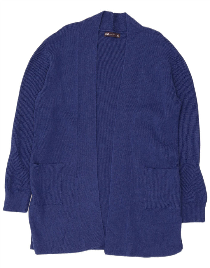 Marks & Spencer Suéter feminino Longline Open Cardigan Reino Unido 12 Azul Médio