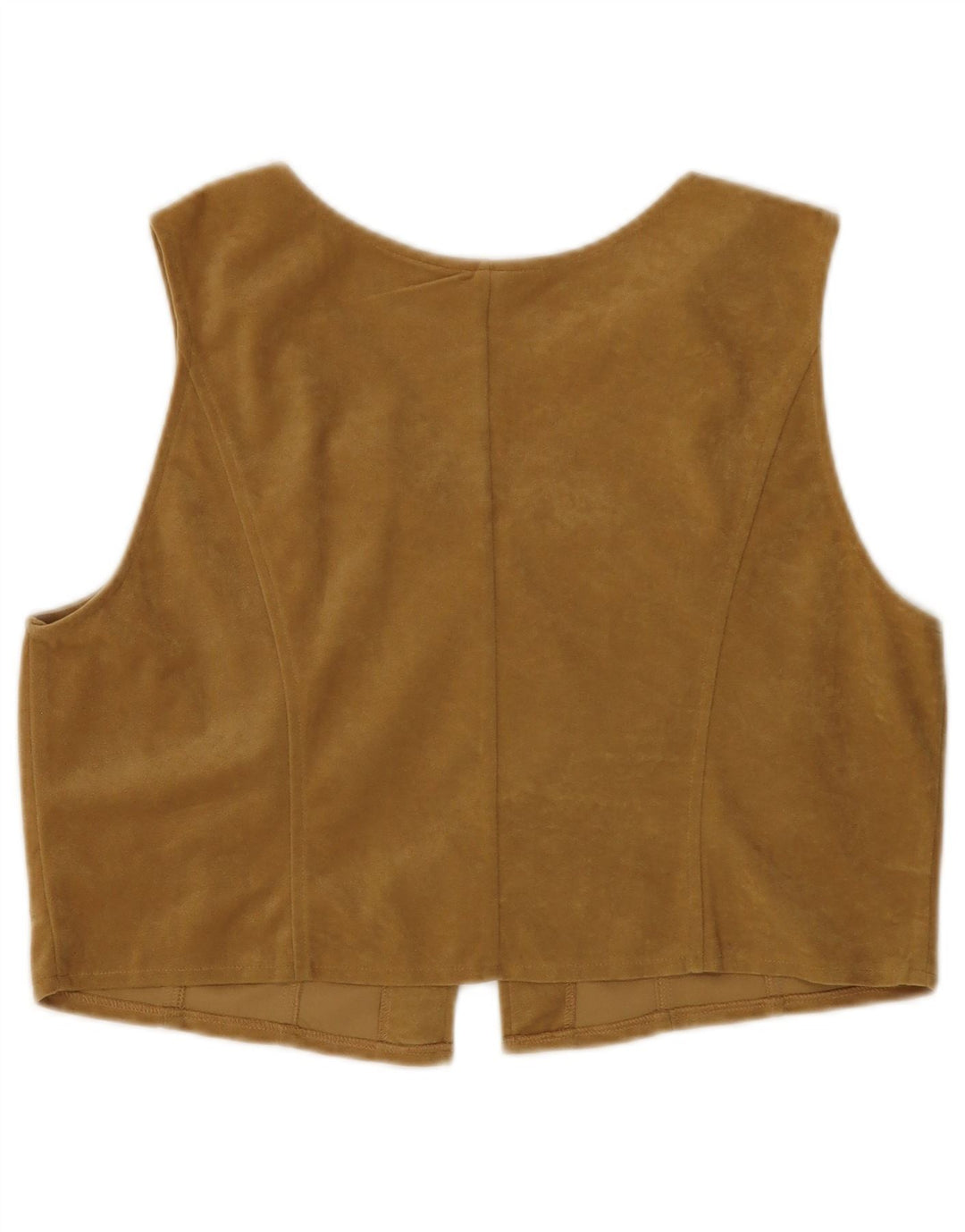 Colete feminino de veludo WOODPECKER Reino Unido 16 grande poliéster bege