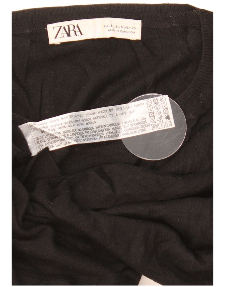 Zara Suéter feminino oversized com gola redonda Reino Unido 10 pequeno preto viscose