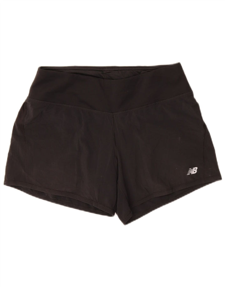 Shorts esportivos femininos New Balance UK 12 poliéster preto médio