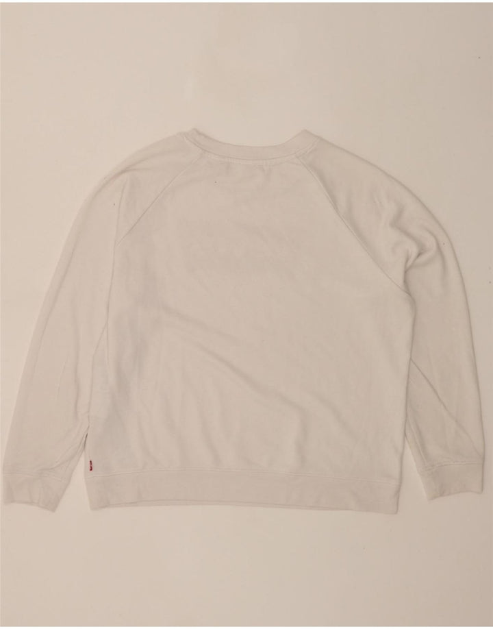 LEVI'S Womens Graphic Sweatshirt Jumper UK 16 Large White Cotton Vintage Levi's and Second-Hand Levi's from Messina Hembry 