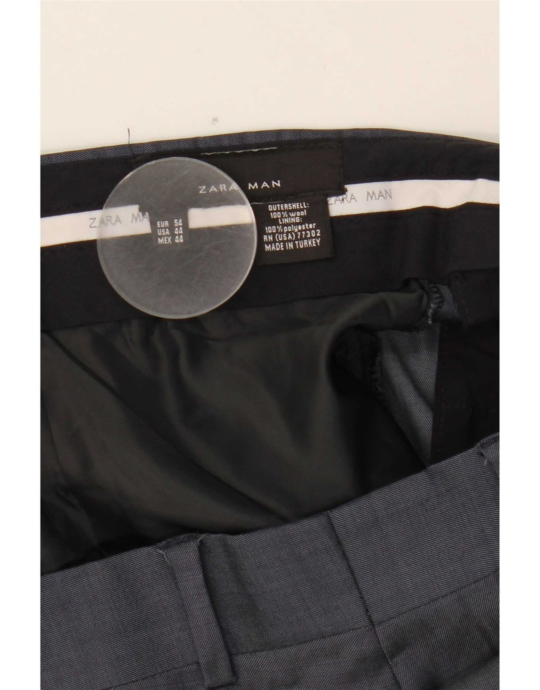 Calça masculina reta Zara W44 L31 lã azul marinho