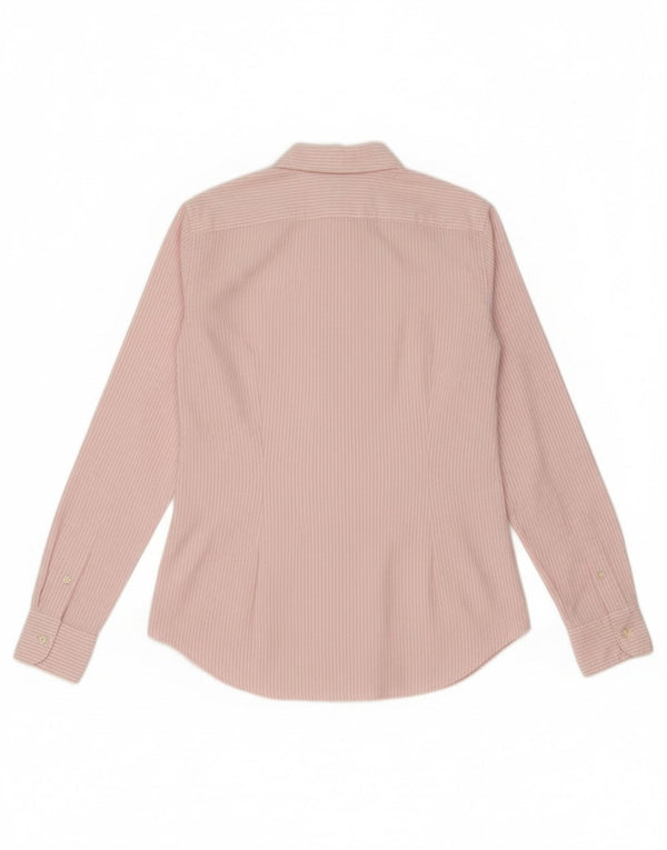 Camisa Slim Fit Feminina Ralph Lauren US 0 XS Rosa Risca de Giz de Algodão