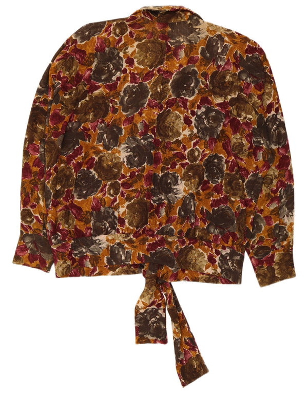 Blusa feminina vintage UK 20 2XL floral multicolorida