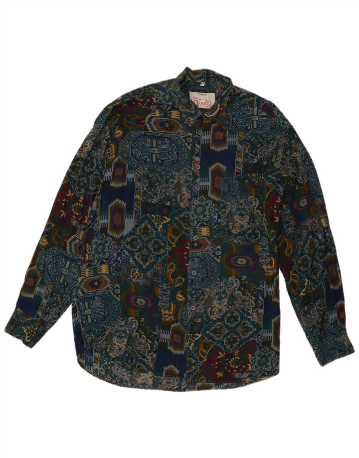 Camisa masculina Togo grande multicolorida patchwork viscose