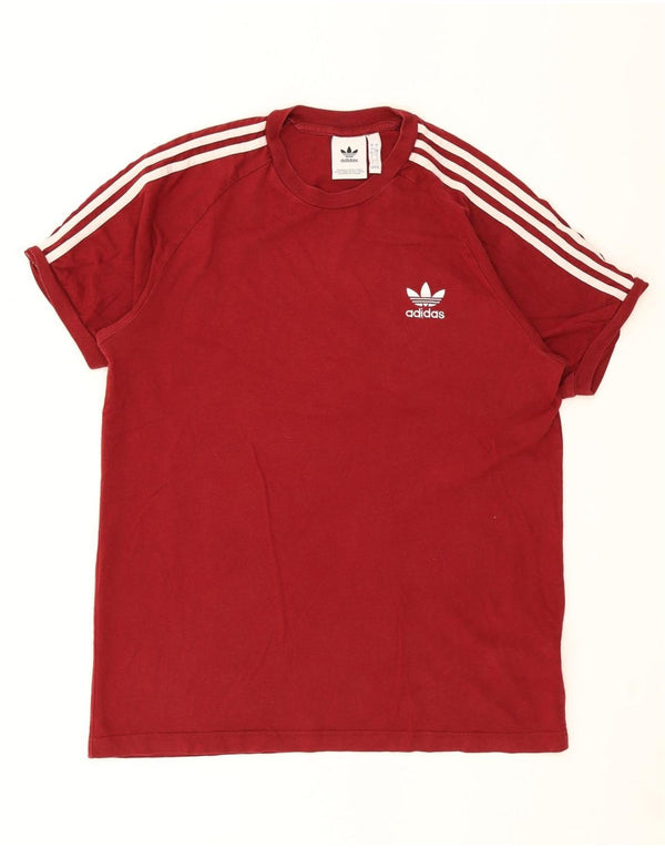 Adidas Mens Camiseta Top Grande Algodão Vermelho