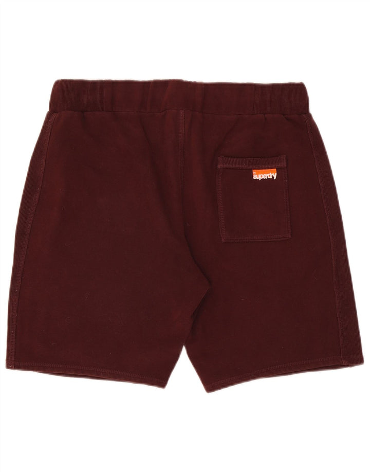 Superdry Mens Sport Shorts Médio Borgonha Algodão