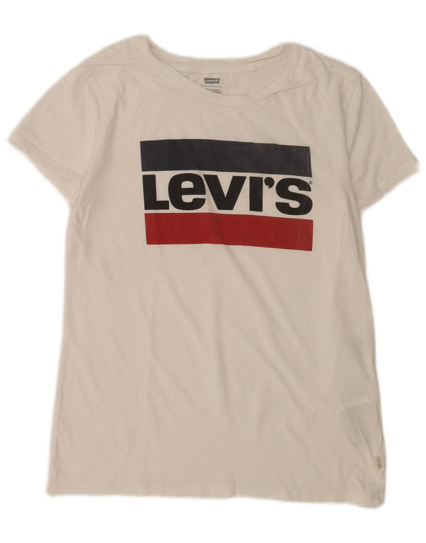 Camiseta feminina gráfica Levi's UK 6 XS algodão branco