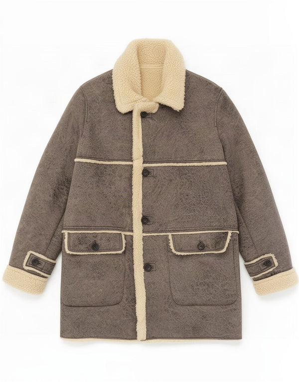 Zara Mens Sherpa Overcoat UK 44 2XL Grey