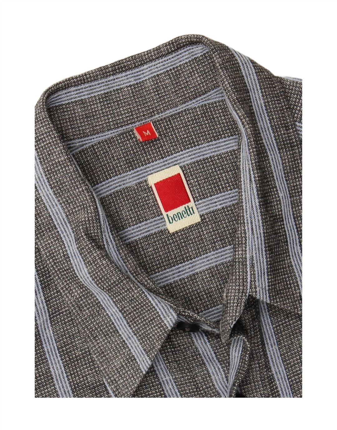 Camisa masculina de manga curta BENETTI listrada cinza médio