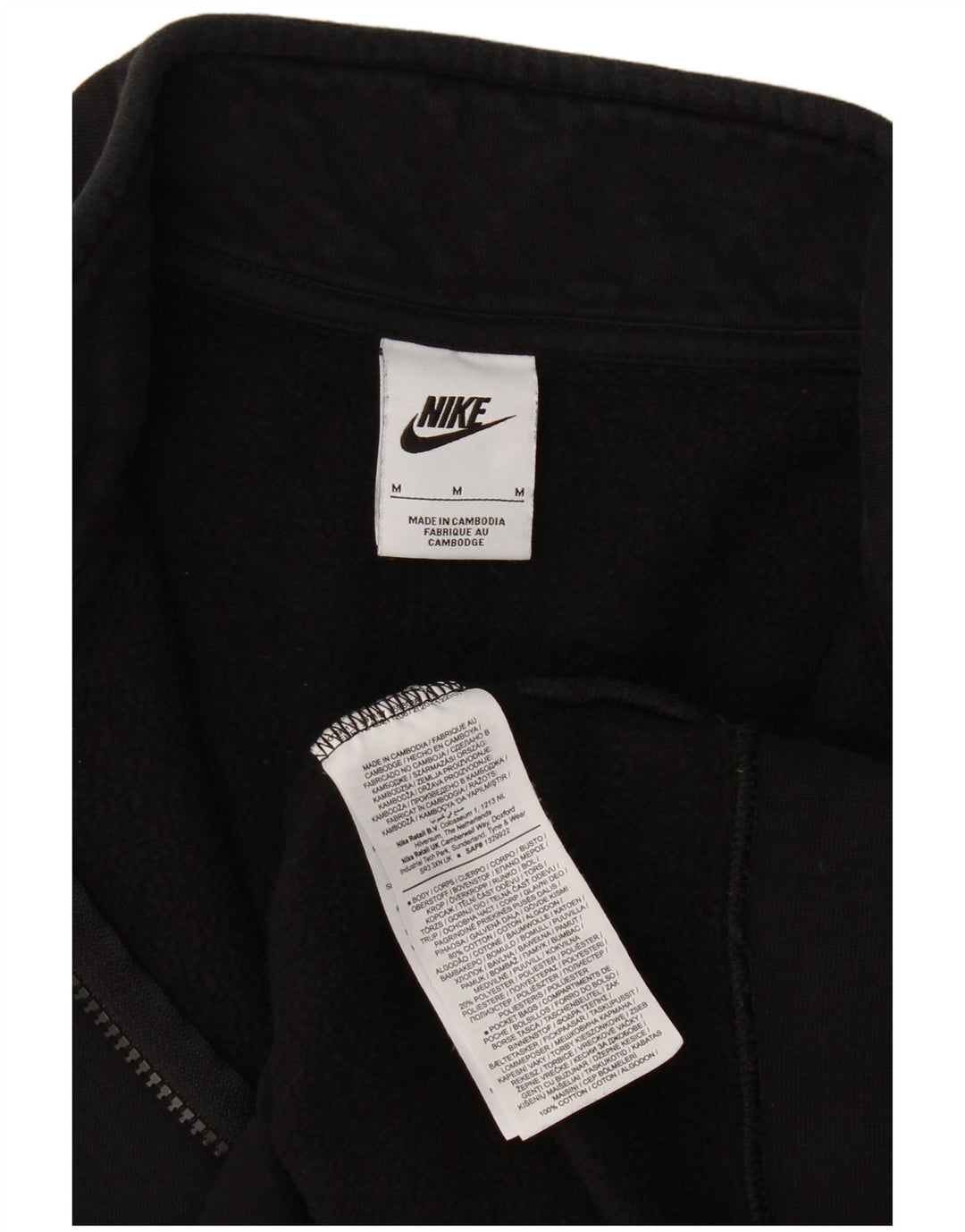 Moletom masculino Nike com zíper e gola alta de algodão preto médio